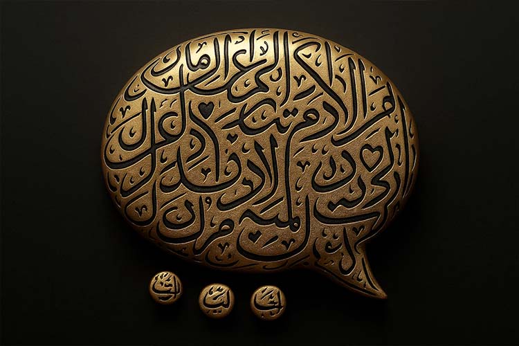 أيقونة دردشة عربية برموز ذهبية