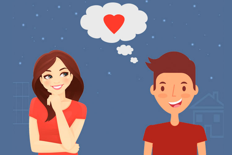 A girl and a guy talking about love