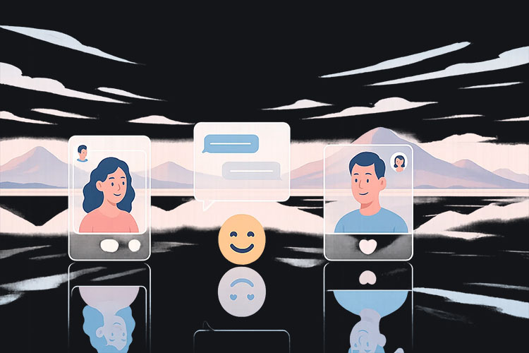 Coppia di adolescenti che chiacchiera in un'app di incontri