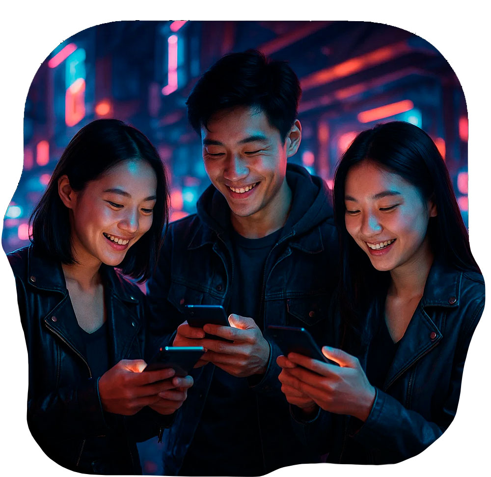 Coppia asiatica che chatta