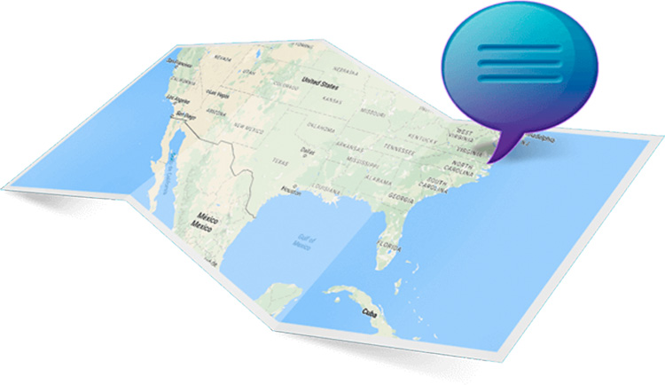 Stanza chat locale su una mappa