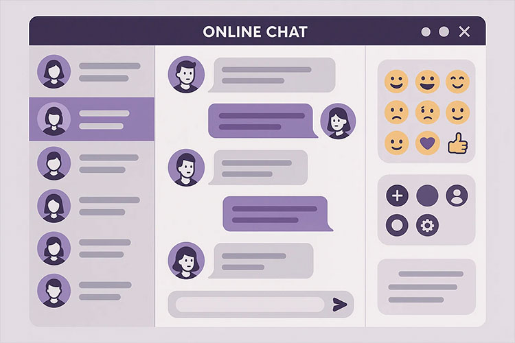 Common interface of online chat with rooms