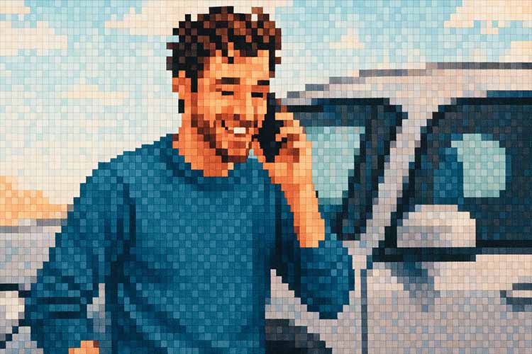 Cute man chatting over video chat