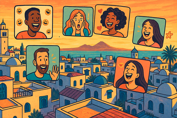 Sala chat con persone dalla Tunisia